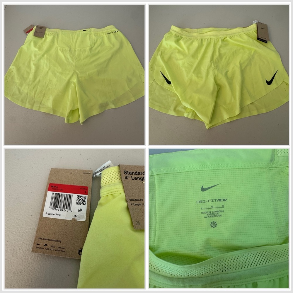 Nike Men’s Aeroswift Dri-FIT Yellow Shorts - Large - New with Tags